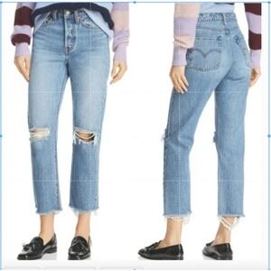 Levi's Wedgie Straight Ripped Knee Raw Hem Jeans‎ Size 31
